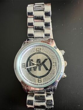 Michael Kors Silver Unisex Bracelet Watch with MK Logo Dial